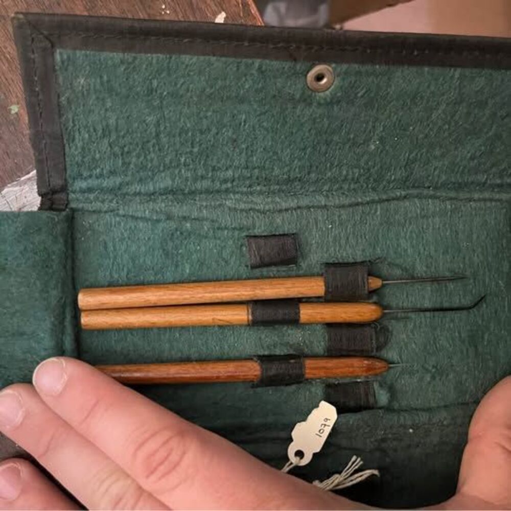 Vintage Lock Pick Set with Wooden Handles